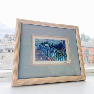 Watercolour Print Wall Art with Wood Frame